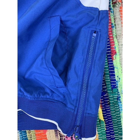 Badger Sport Pullover Windbreaker Lined Jacket Sz M Blue White Rugby Golf - Picture 4 of 10